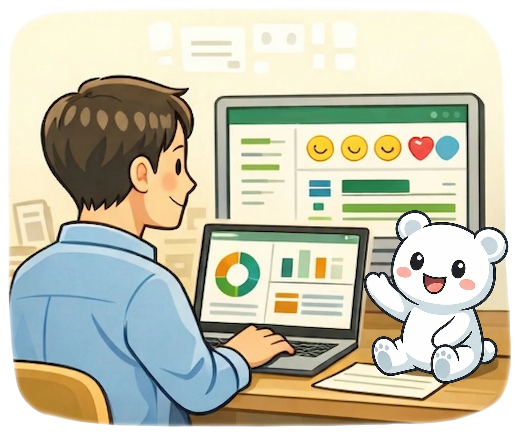 ダッシュボードで良い点と改善点を確認しているイメージ